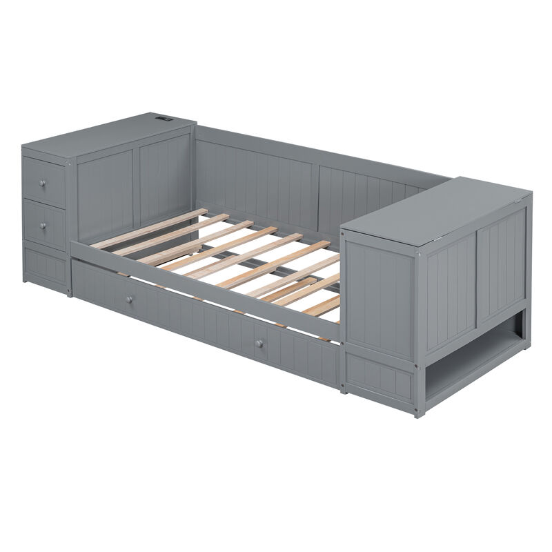 Merax Daybed Bed with Trundle and Charging Station