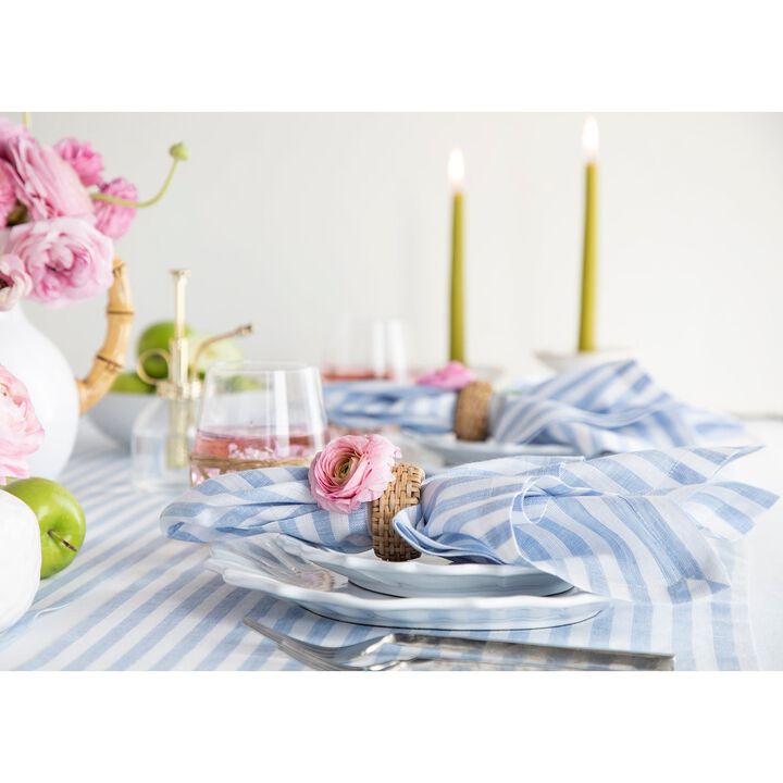 Solino Home 100% Pure Linen Dinner Napkins 20 x 20 Inch Set of 4 | Amalfi Stripe