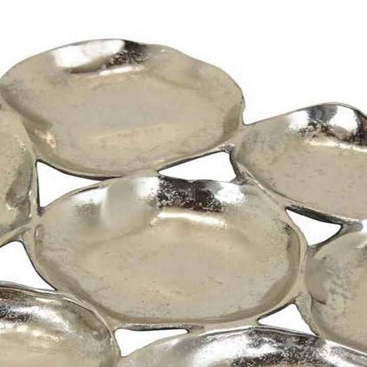 Jiva 9 Piece Decorative Bowl Set, Irregular Shaped Design, Silver Metal - Benzara