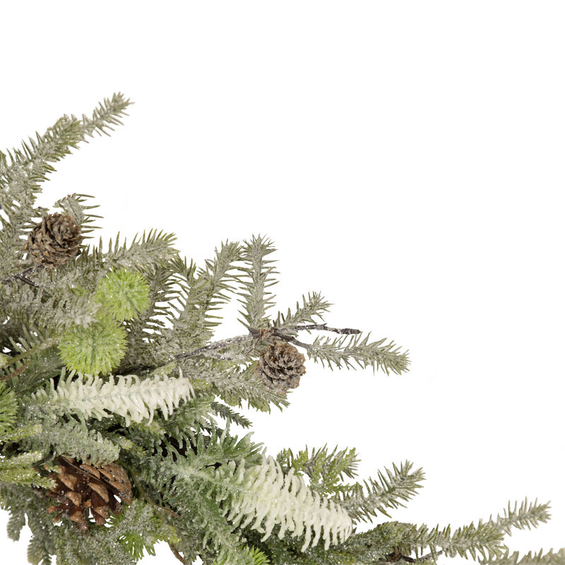 Frosted Pine and Pinecone Christmas Wreath  30-Inch  Unlit