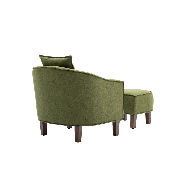 Accent Chair With Ottoman, Mid Century Modern Barrel Chair Upholstered Club Tub Round Arms