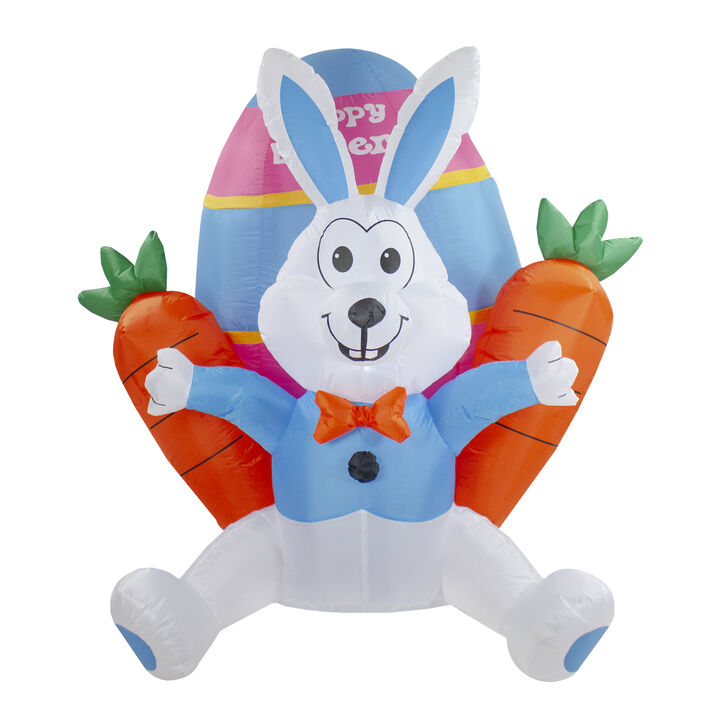 4' Inflatable Lighted Easter Bunny with Carrots Outdoor Decoration