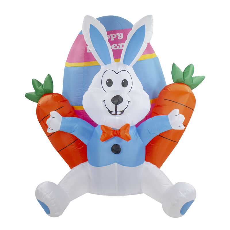 4' Inflatable Lighted Easter Bunny with Carrots Outdoor Decoration