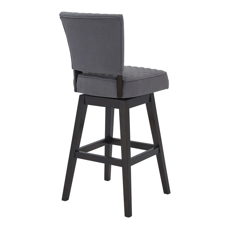 Gia  Counter Height Swivel Grey Fabric and Espresso Wood Bar Stool