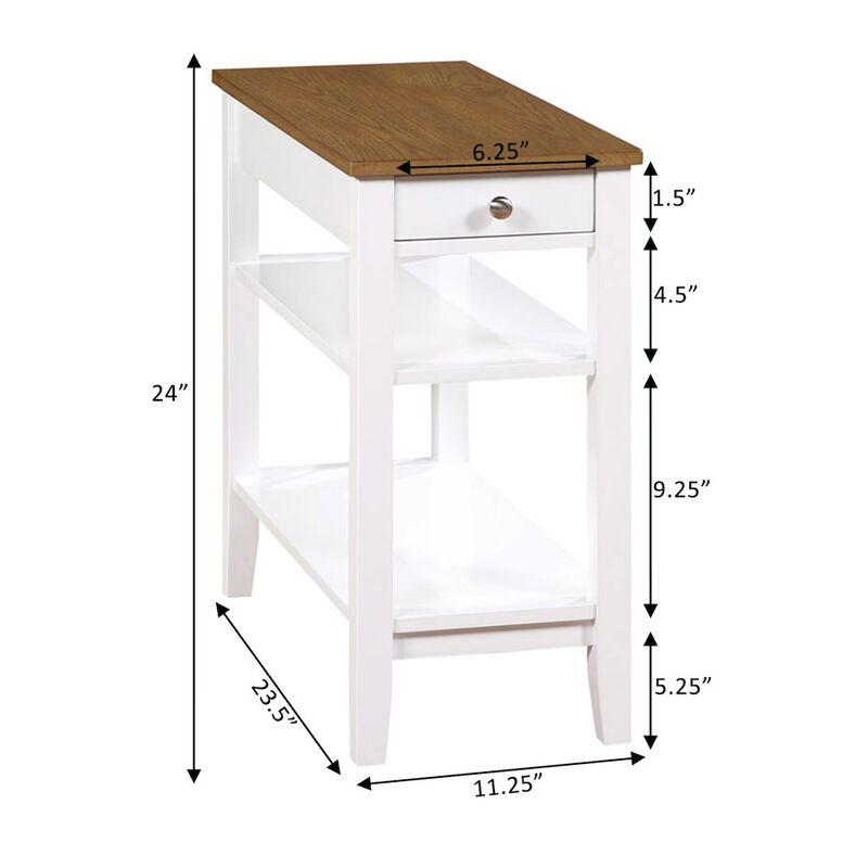 Convenience Concepts American Heritage 1 Drawer Chairside End Table with Charging Station and Shelves