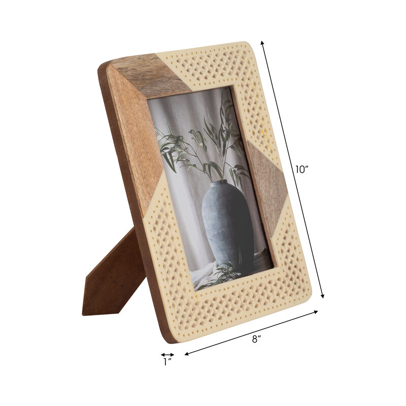 5"x7" Ivory Nat Wood Woven Frm