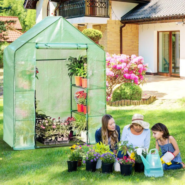 Hivvago Portable 4 Tier Walk-in Plant Greenhouse with 8 Shelves