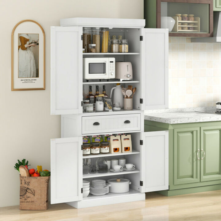 Cupboard Freestanding Kitchen Cabinet with Adjustable Shelves