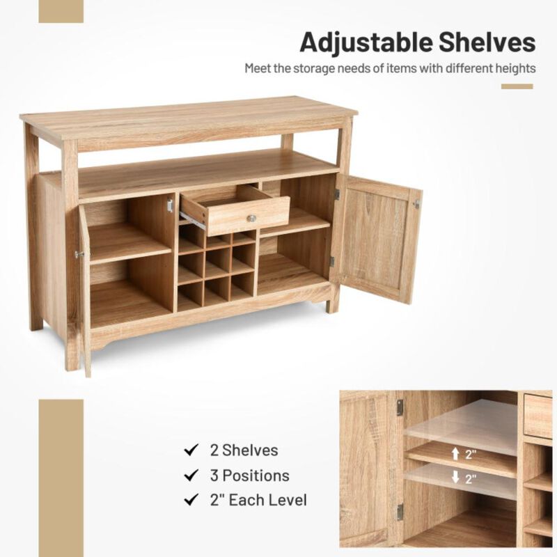 Hivvago Server Buffet Sideboard With Wine Rack and Open Shelf
