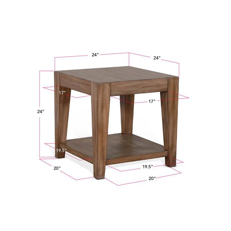 Sunny Designs Doe Valley 24 Mid-Century Wood End Table in Taupe Brown