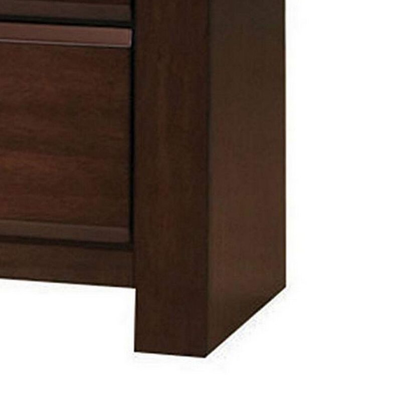 Wooden Two Drawer Nightstand In Walnut Finish-Benzara