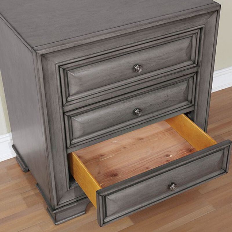 Streamdale 3-Drawer Transitional Nightstand w/ Nickel Knob