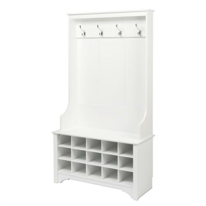 Hall Tree Coat Rack with Shoe Cubbie Storage for Entryway Organization
