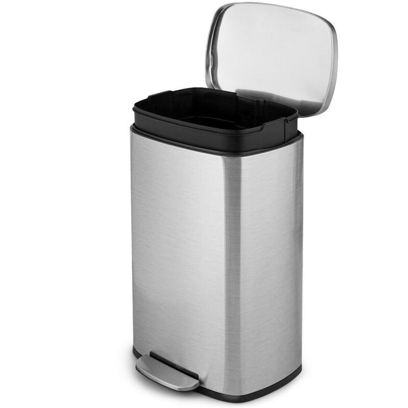 Hivvago 13 Gallon Modern Stainless Steel Kitchen Trash Can with Foot Step Pedal Design