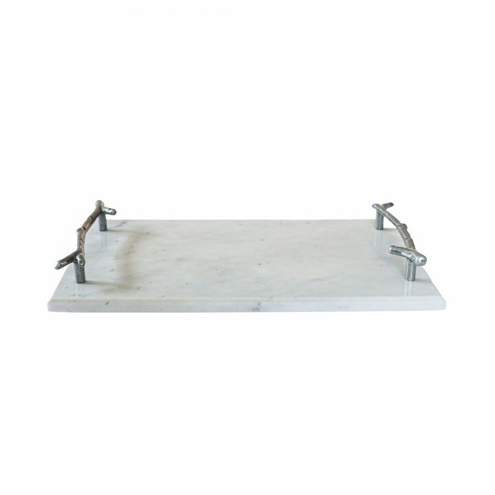 White Marble Board Silver Branch Handles