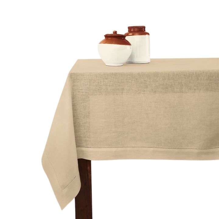 Solino Home 100% Pure Linen Tablecloth | Classic Hemstitch