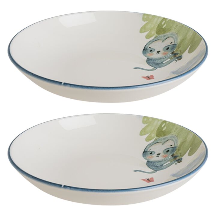 Minimeals dia.9" h:2" 34 oz. Round Decorated Porcelain Bowl (Set of 2)