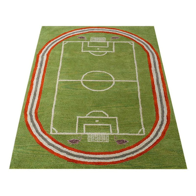 RUGSOTIC CARPETS HAND TUFTED WOOL ECO-FRIENDLY AREA RUGS  - 5'x8', Rectangle Shape, Green, Kids Design, High Pile Thick Handmade Anti Skid Area Rugs for Living Room, Bed Room (K03012)