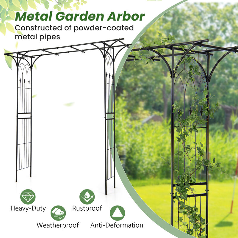 81 Inch Garden Arbor Metal Archway for Climbing Plants-Black