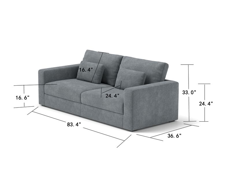 HOT SALE! 83" Modern Sofa Couches for Living Room, 3 Seater Sofa with Detachable Cover & double cushioning