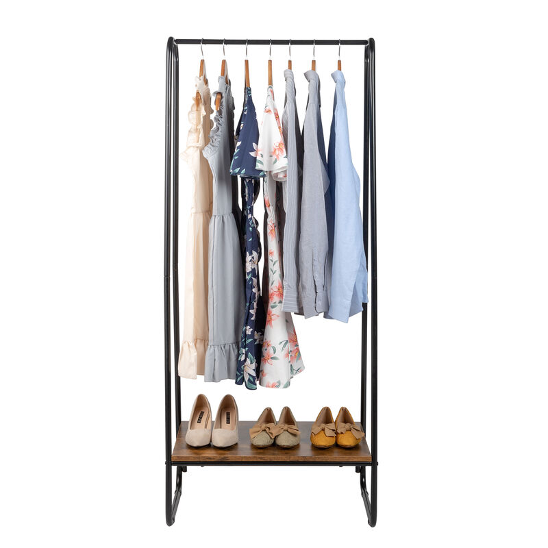 Freestanding Clothes Rack with Shelf, Adjustable Garment Rack for Clothing Storage