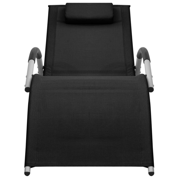 vidaXL Sun Lounger Textilene Black and Gray