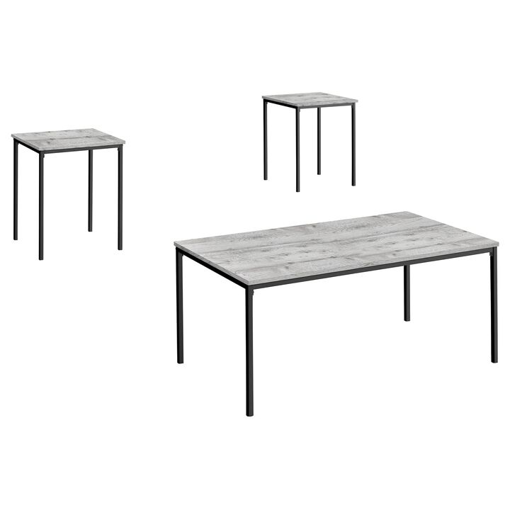 Monarch Specialties - Table Set, 3pcs Set, Coffee, End, Black Metal, Contemporary, Modern