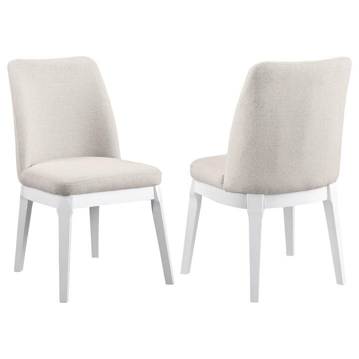 Risa Dining Side Chair Set of 2, Tall Back and Splayed Legs, Beige - Benzara