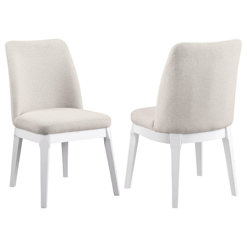 Risa Dining Side Chair Set of 2, Tall Back and Splayed Legs, Beige - Benzara