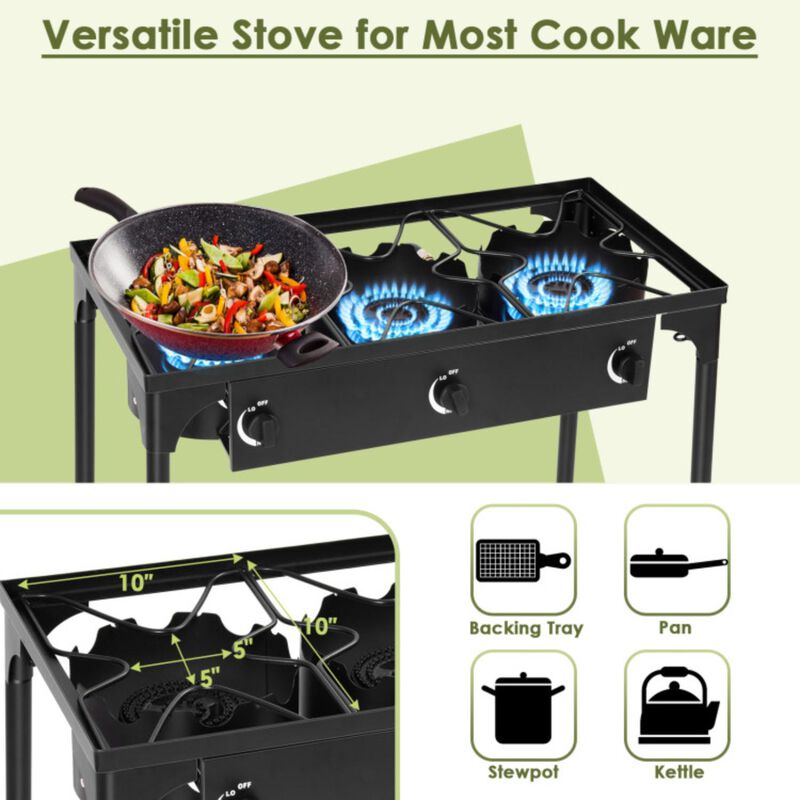 Hivvago 225 000-BTU Portable Propane 3 Burner Gas Cooker