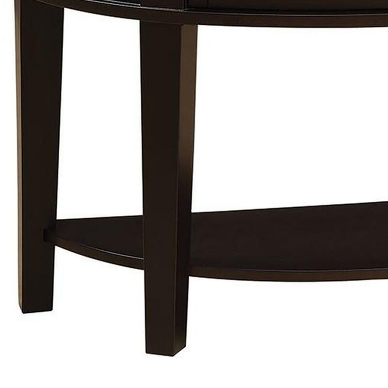 Demilune Wooden Console Table With 2 Drawers, Brown-Benzara