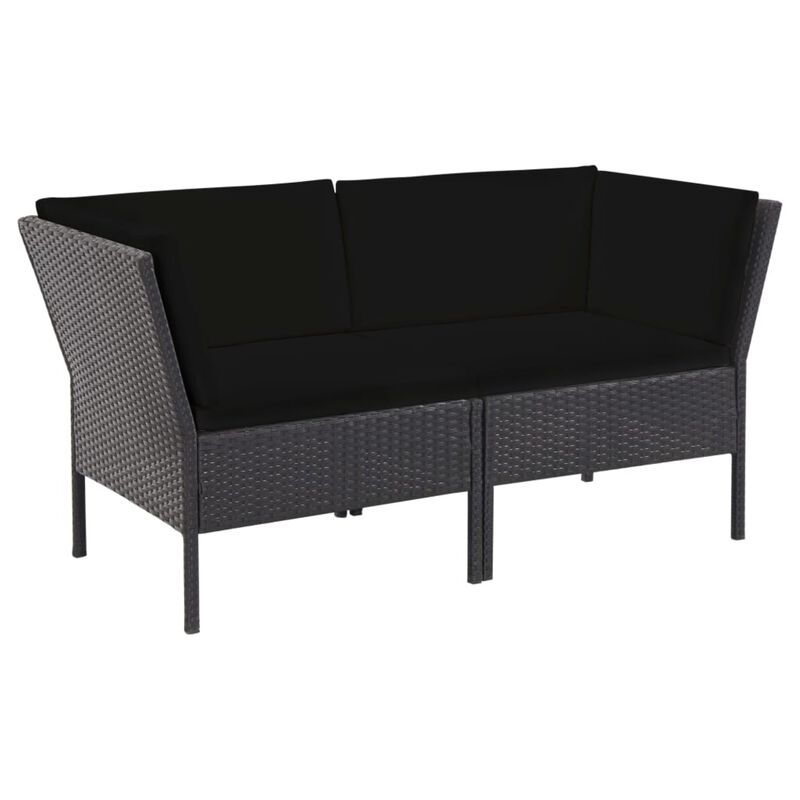vidaXL 6 Piece Garden Lounge Set with Cushions Poly Rattan Black