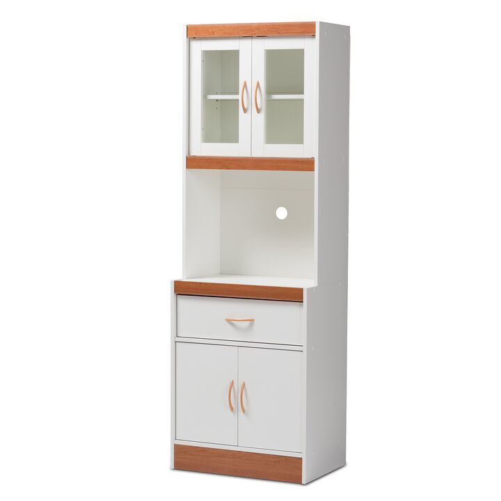 Baxton Studio Laurana Modern Oak Brown Finished Wood Kitchen Cabinet And Hutch