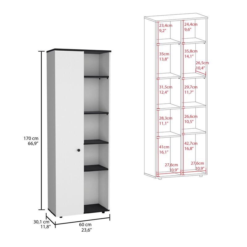Hoyt Kitchen Pantry Storage Cabinet With and Five Interior and Exterior Shelves