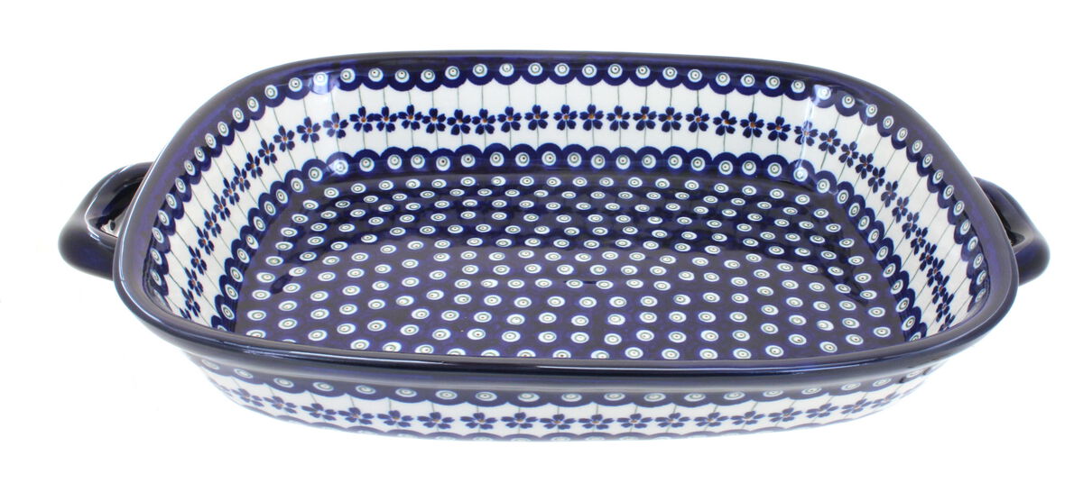 Blue Rose Polish Pottery Zara Large Baker with Handles