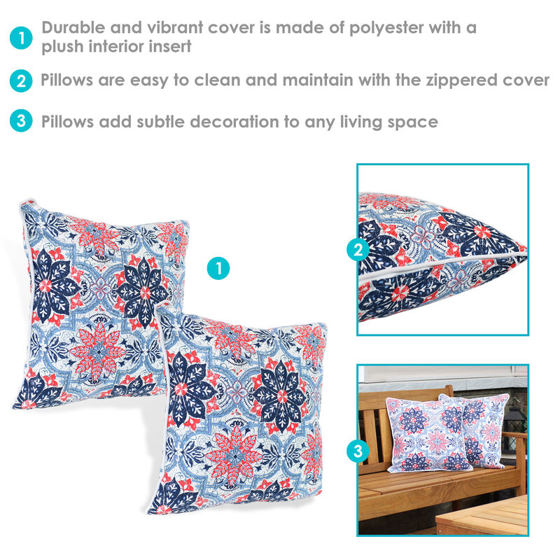 Sunnydaze Indoor/Outdoor Square Throw Pillow - 16 in