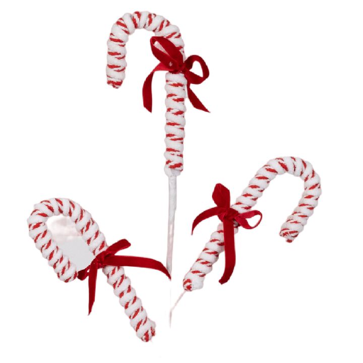 Festive Candy Cane Spray for Christmas Tree and Holiday Décor (Set of 6)
