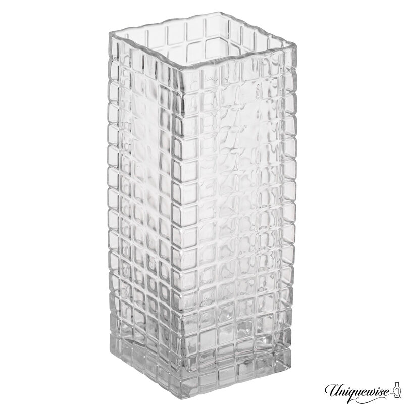 10-Inch Square Frosted Clear Glass Vase