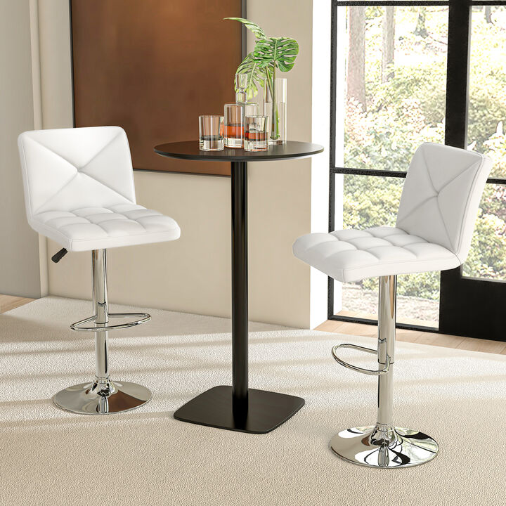 PU Leather Upholstered Bar Stools Set of 2 with Back and Adjustable Height