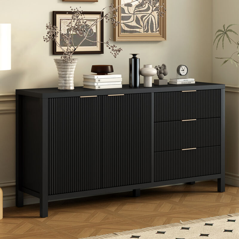 Merax Wave-Pattern Sideboard Storage Cabinet