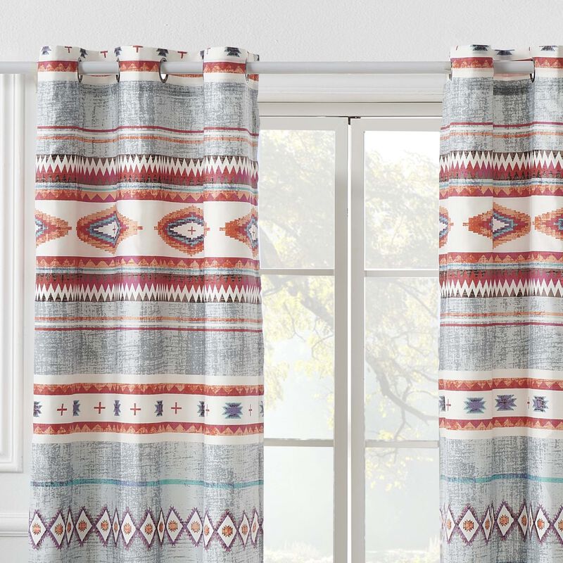 Kiva Western Boho Curtain Panels Tiebacks Pair 42" x 84" by Greenland Home Fashion