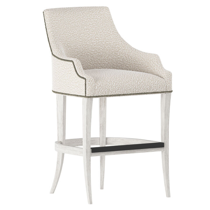 Keeley Fabric Bar Stool with White Legs