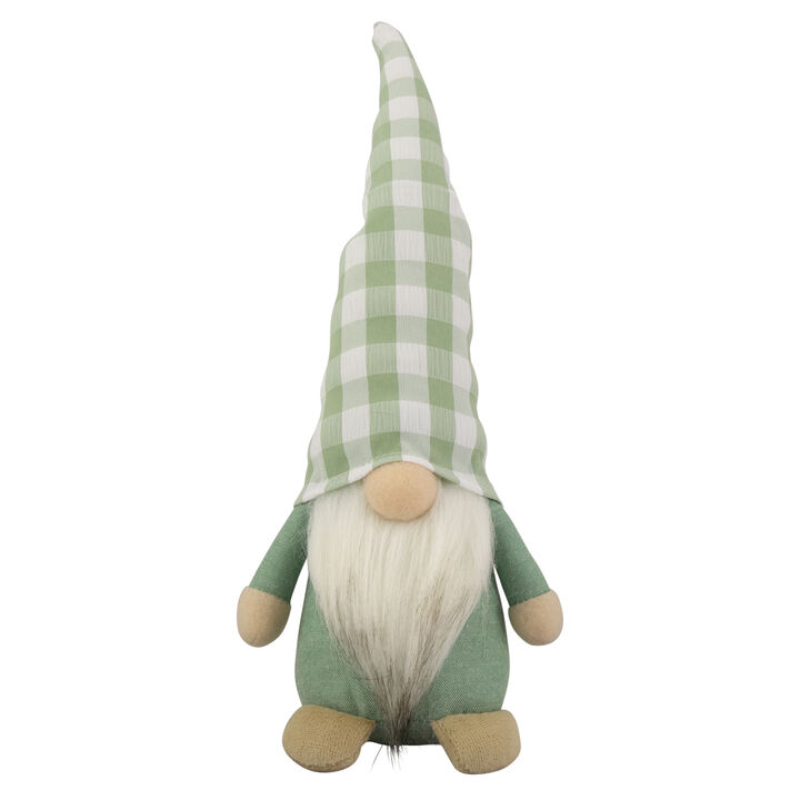 12.25" Spring Gnome with Green Plaid Hat