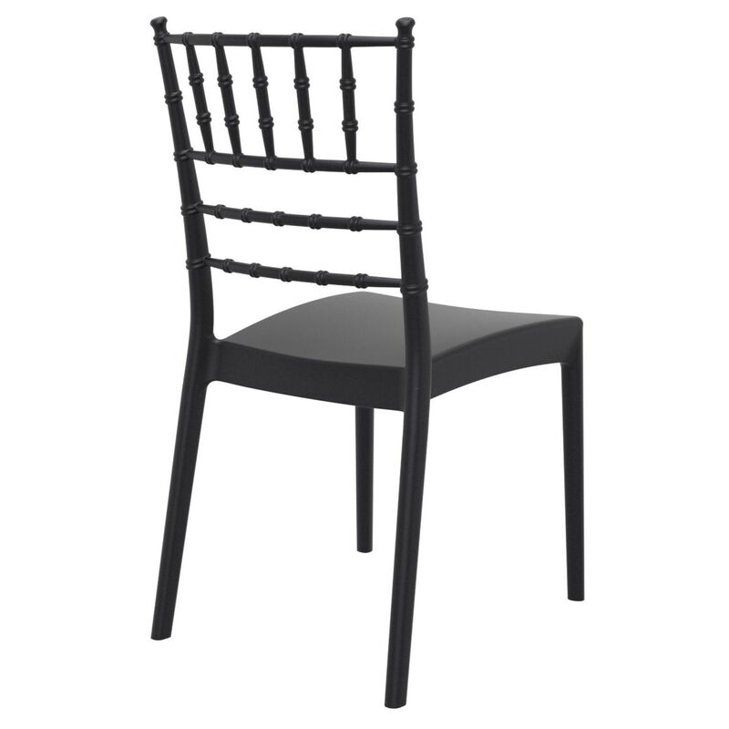 36" White Stackable Outdoor Patio Armless Dining Chair