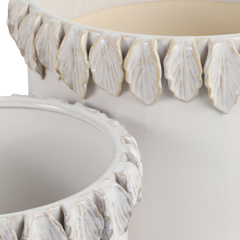 Leaf Applique Planters, White set