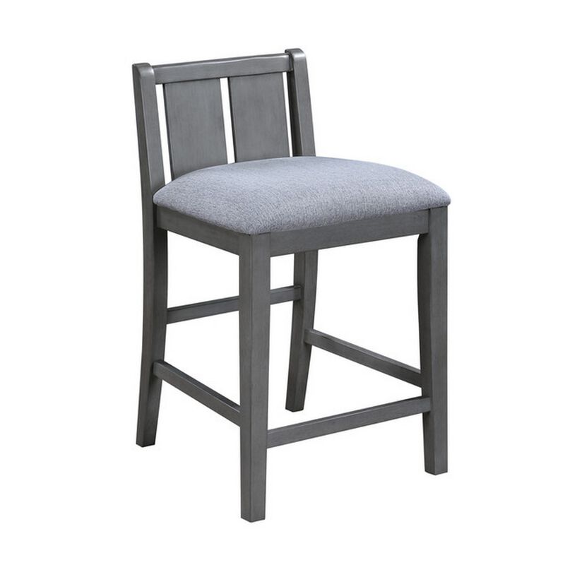 Ham 3 Piece Counter Height Compact Dining Table, Chair Set, Gray Wood - Benzara