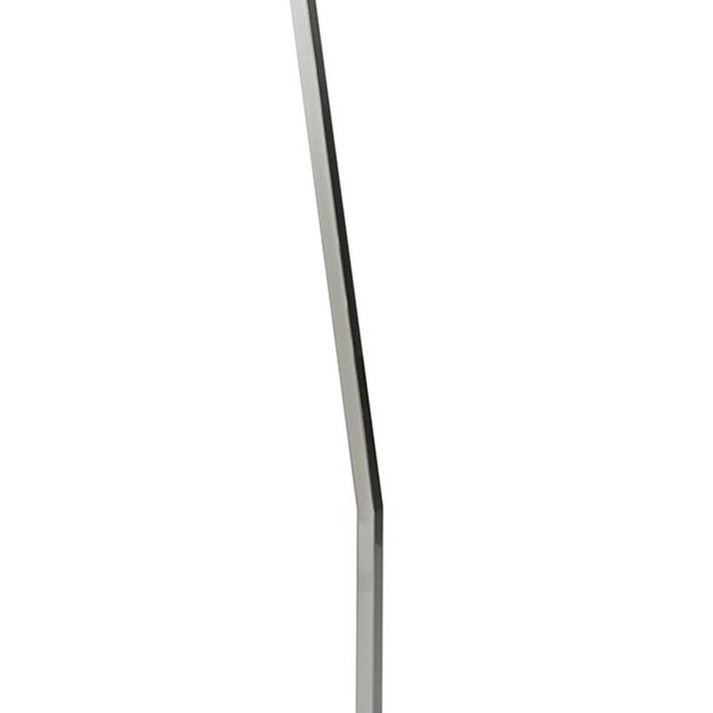 60 Inch Floor Lamp, 3 Dome Glass Shades, Accent Square Metal Base, Nickel-Benzara