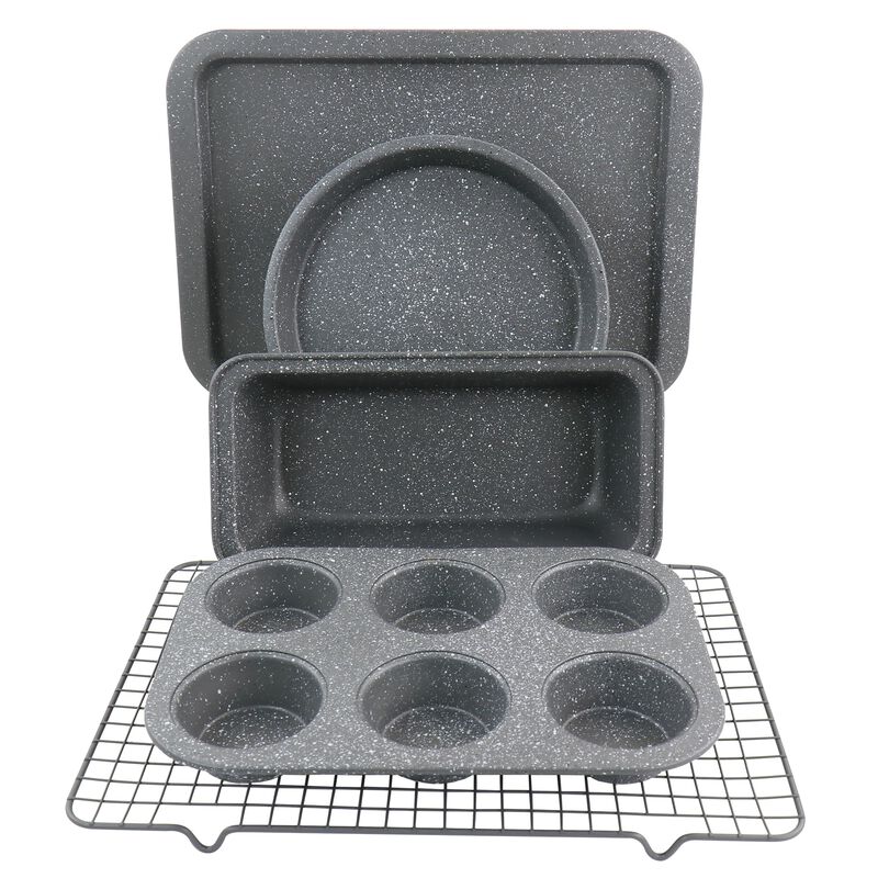 Oster 6 Piece Carbon Steel Non Stick Bakeware Set in Greystone