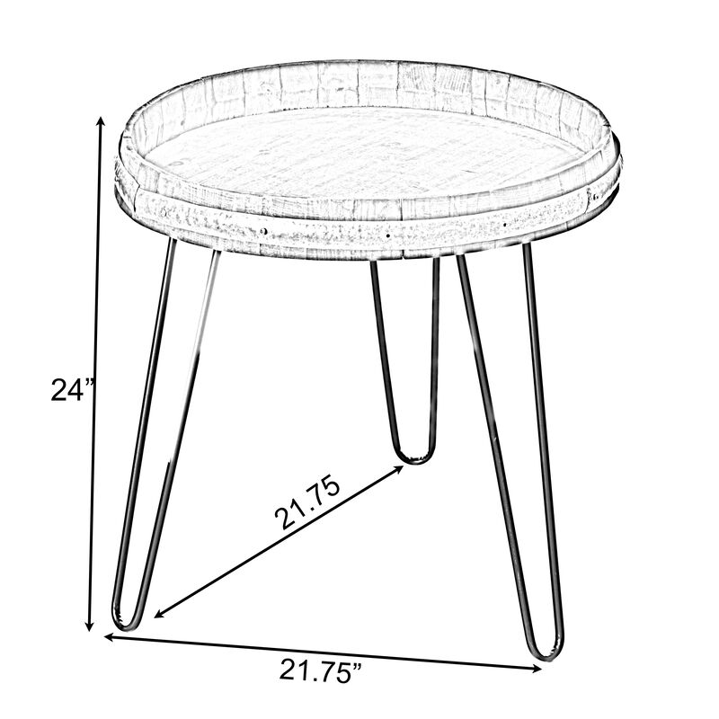 Wooden Wine Barrel Head End Table Accent