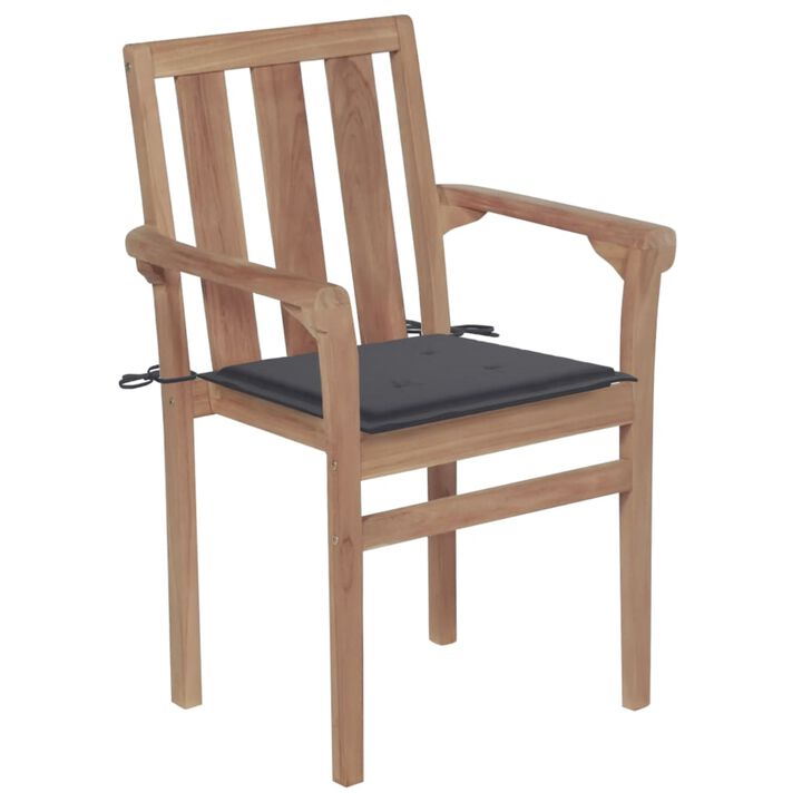 vidaXL Garden Chairs 2 pcs with Anthracite Cushions Solid Teak Wood